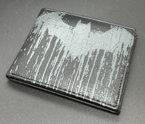 Batman Drip 4-Card ID Bi-Fold Black & Gray Zip Coin Wallet Brand NEW! - Picture 5 of 6