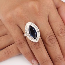 London Blue Topaz Gemstone 925 Sterling Silver Handmade Jewelry Engagement Ring