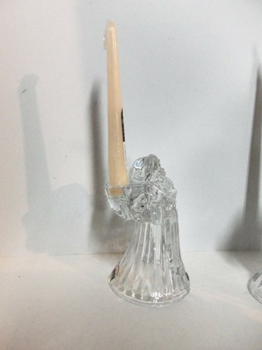 NEW Pair DePlomb Crystal Christmas Holiday Santa 8" Candle Holders with Candles - Picture 7 of 12