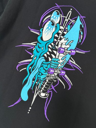 Keith Meek PINSTRIPE SLASHER T-Shirt Size: LG santa cruz jim phillips