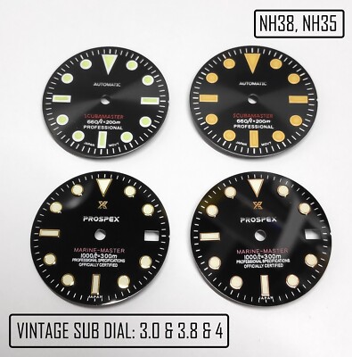 NH38 NH35 7002 CLASSIC VINTAGE SEIKO SUB Dial 28.5 SKX007 3 & 3.8, Green Lume