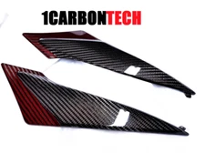 2011-2025 SUZUKI GSXR 600-750 CARBON FIBER AND RED HYBRID TANK TRIMS 2 PIECE