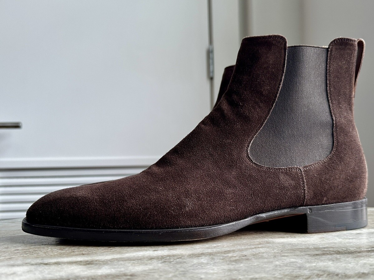 BERLUTI D’EMESURE CAMOSCIO SUEDE CHELSEA BOOT SCRITTO 10/ 11 US $2500 Dark  Brown