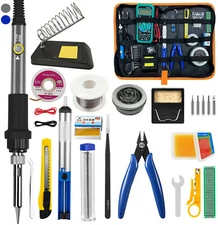Soldering Iron Kit Electric Temperature 60W 90W Solder Wire w DESOLDERING PUMP
