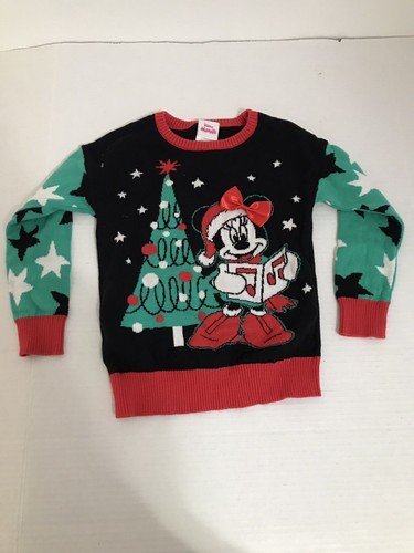 Disney Junior Minnie Mouse Sweater Holiday Christmas 100% Cotton Size 3T