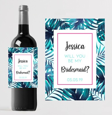 Personalised Will you be my Bridesmaid Wine Bottle label/Custom Wedding Favour