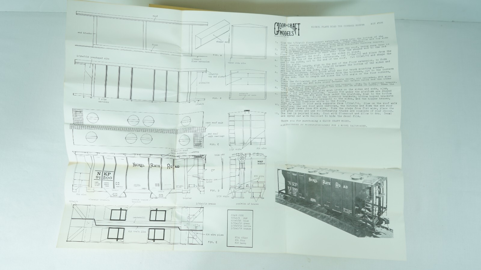 Gloor Craft Models O Scale Nickel Plate Road Covered Hopper Kit #505 NEW W21