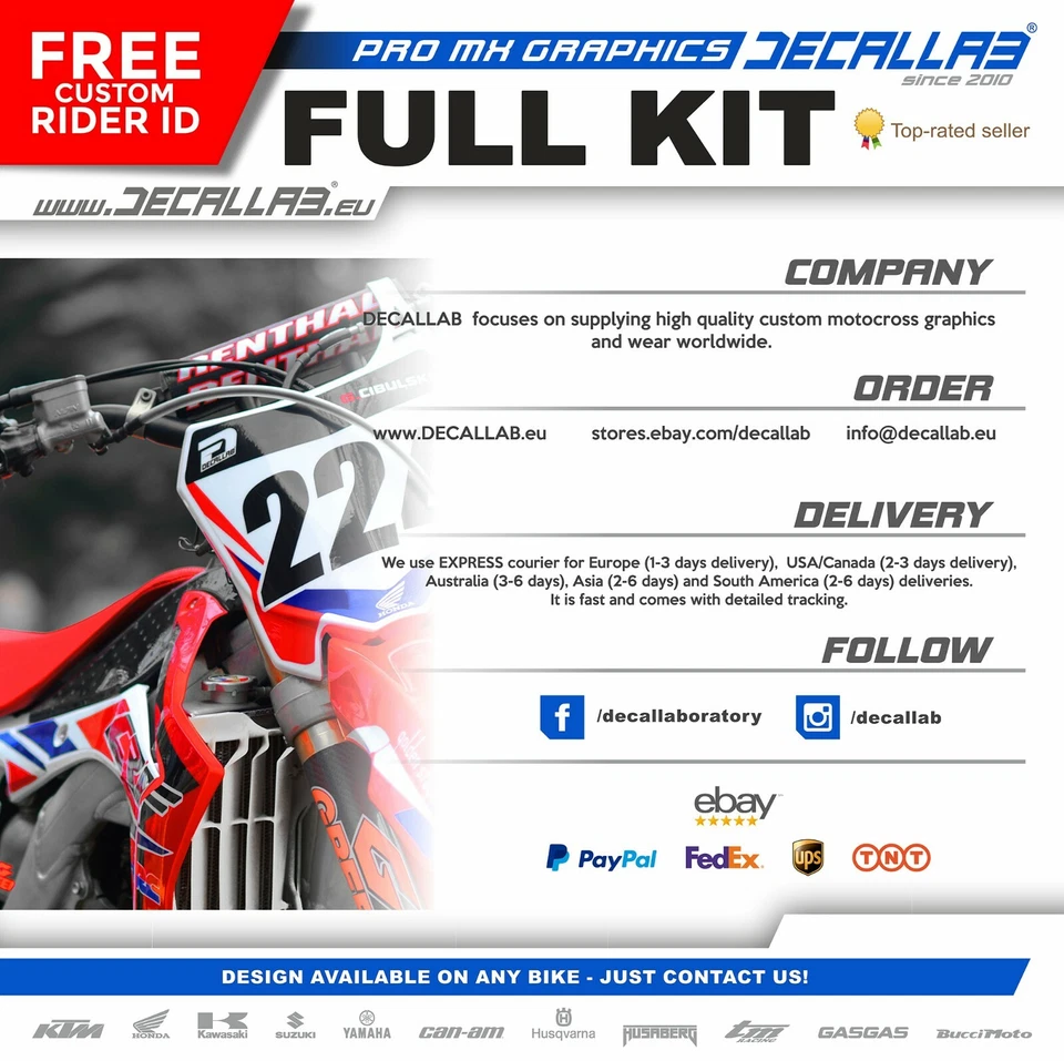 YAMAHA YZF 450 2018- 2020 YZF 250 2019-2020 MX Graphics Decals Stickers Decallab - Image 3 of 3