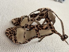 Womens Office Lepoard Print Stappy High Heels UK5 NEW