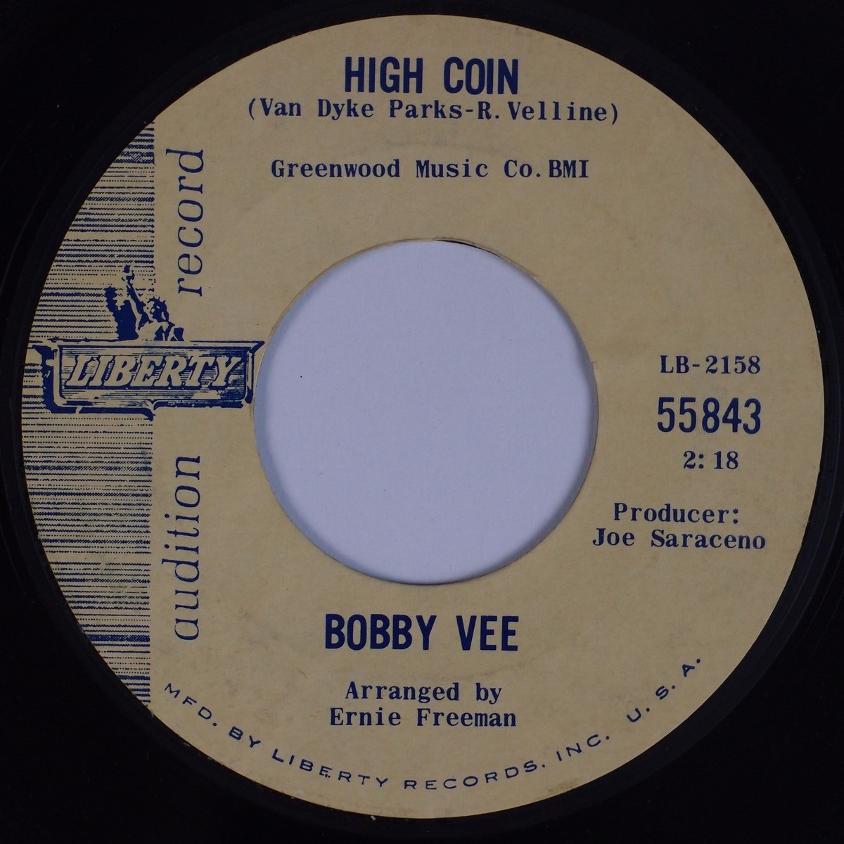 BOBBY VEE: Story of My Life / High Coin USA Liberty DJ Promo 45 | eBay
