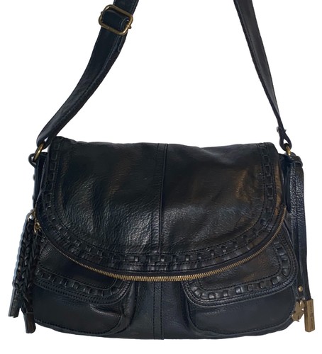 Lucky Brand Modesto Stash Saddle Bag Crossbody 100% Leather EUC BLACK - Picture 3 of 20
