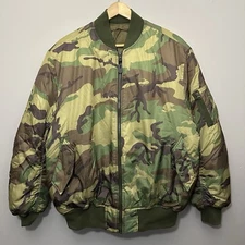 Brooklyn Armed Forces Camouflage Bomber Flight Jacket Mens Size Large