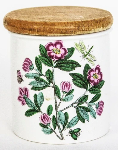 Portmeirion Botanic Garden Rhododendron Lepidotum Canister Small 3" Wood Lid