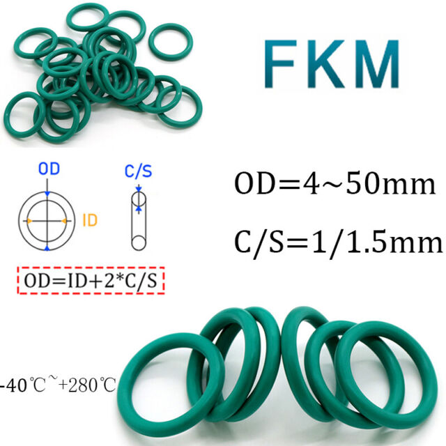 Fluorine Rubber Metric O Ring O-ring FKM Sealing O-rings OD=4mm~50mm C/S=1/1.5mm