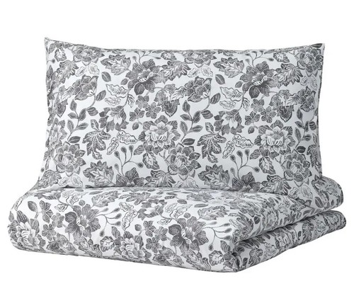 IKEA SKUGGNAVA New 3 Pc Set Full Queen Duvet Cover & 2 Qn Pillowcases Gray White - Picture 13 of 15