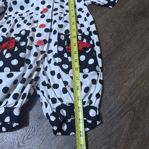 Vintage Little Girls Polka Dot Bow Button Up Jumper Outfit Retro Size 4 Toddlers - Picture 9 of 9