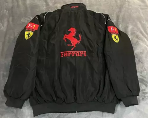 Adults F1 Team Racing Embroidery Cotton Padded Zip Black Racing Jacket*/ - Picture 9 of 9