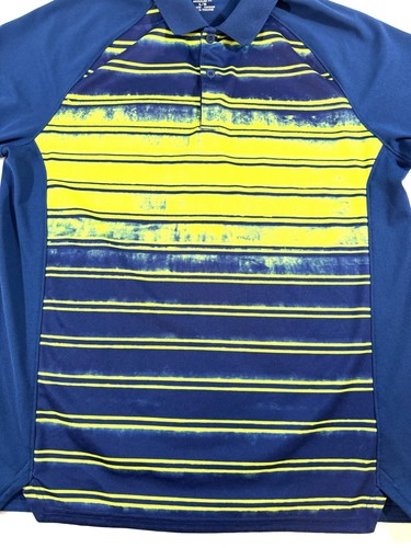 Oakley Polo Shirt L Men’s Royal Blue Yellow Graphic Glen Riddle Gold Club Neon - Picture 2 of 16