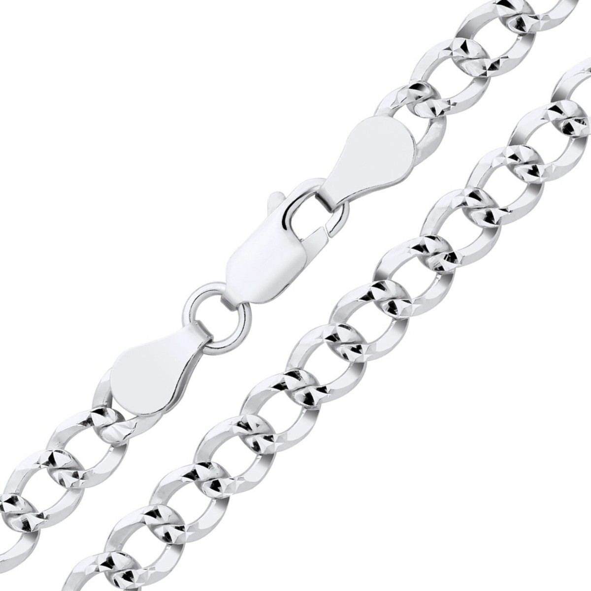 Sterling Silver 925 Solid Diamond Cut Curb Chain 16 18 20 22