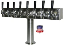 Stainless Steel  Draft Beer Tower made in USA - 8 Faucets - GLYCOL READY -TT8CRG