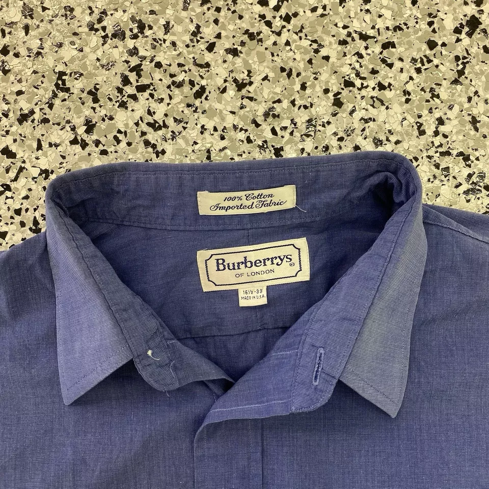 Camisa de vestir vintage de Burberrys of London a rayas hecha en Estados Unidos talla 16 1/2-33 de colección Foto 3 de 4