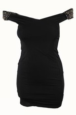 Crystal Doll Juniors Black Embellished Off-The-Shoulder Bodycon Dress 13