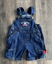 US Polo Assn Bib Overalls 18 Months Toddler Jean Shorts American Flag Dark Blue