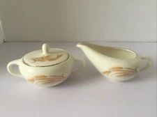 Vintage Homer Laughlin, Golden Harvest, Sugar Bowl And Creamer