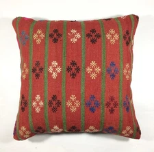 18"x18" Kilim Pillow Cover  Handmade Turkish Vintage Cushion Tribal Lumbar 219