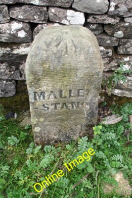Photo 6x4 Boundary stone with benchmark at Watergate Bottom Nateby/NY770 c2014