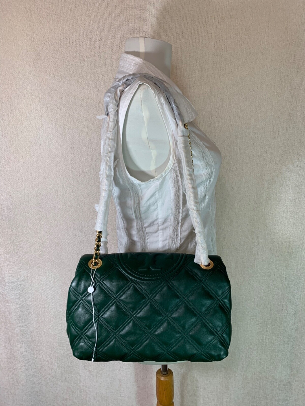 NEW Tory Burch Soft Fleming Norwood Green Leather Convertible Shoulder Bag image 4