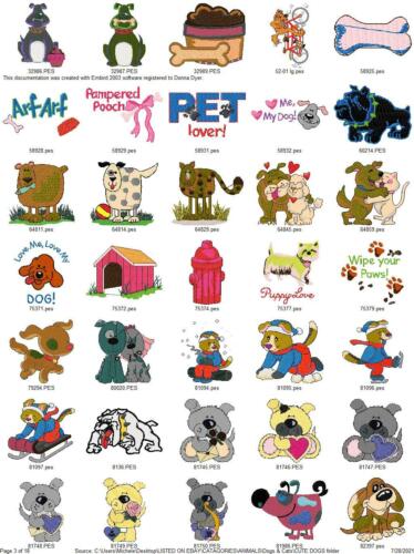 630 LINDOS PERROS CACHORRO MÁQUINA BORDAR DISEÑOS COLECCIÓN PES JEF HUS USB - Imagen 3 de 12