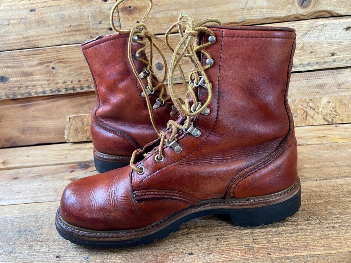 Vintage Redwing irish setter Woolrich brown leather boots, vibram
