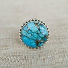 Blue Copper Turquoise Gemstone 925 Sterling Silver Handmade Ring All Size