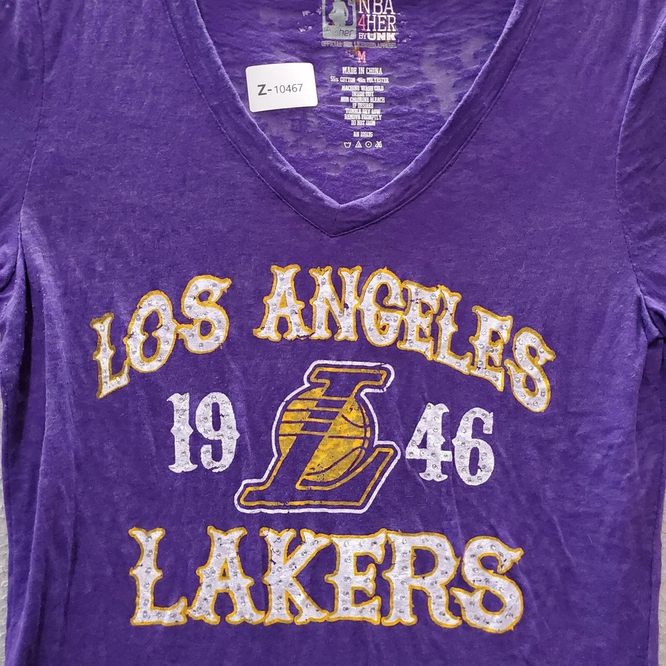 Los Angeles Lakers Women Top Medium Purple Shirt Logo Graphic Short Sleeve - Image 2 of 4