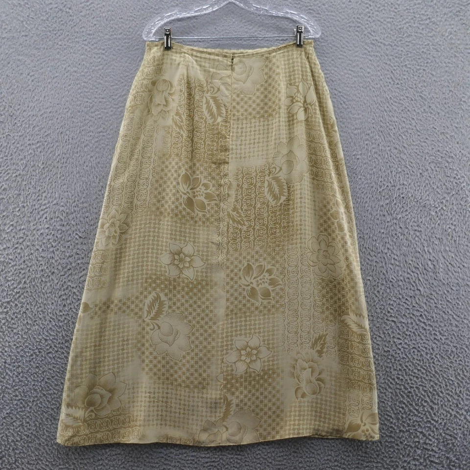 Maxi Falda Josephine Chaus Mujer Seda Estampado Floral 12 Beige Línea A Forrada Modesta Foto 3 de 4