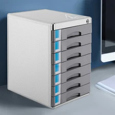 Office Filing Cabinet 7 Drawer Aluminum Alloy File Cabinet With Lock Desktop New