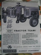 1958, MASSEY FERGUSON 35 AND 65 MK1 TRACTORS ADVERT (LAMINATED COPY OF ORIGINAL)