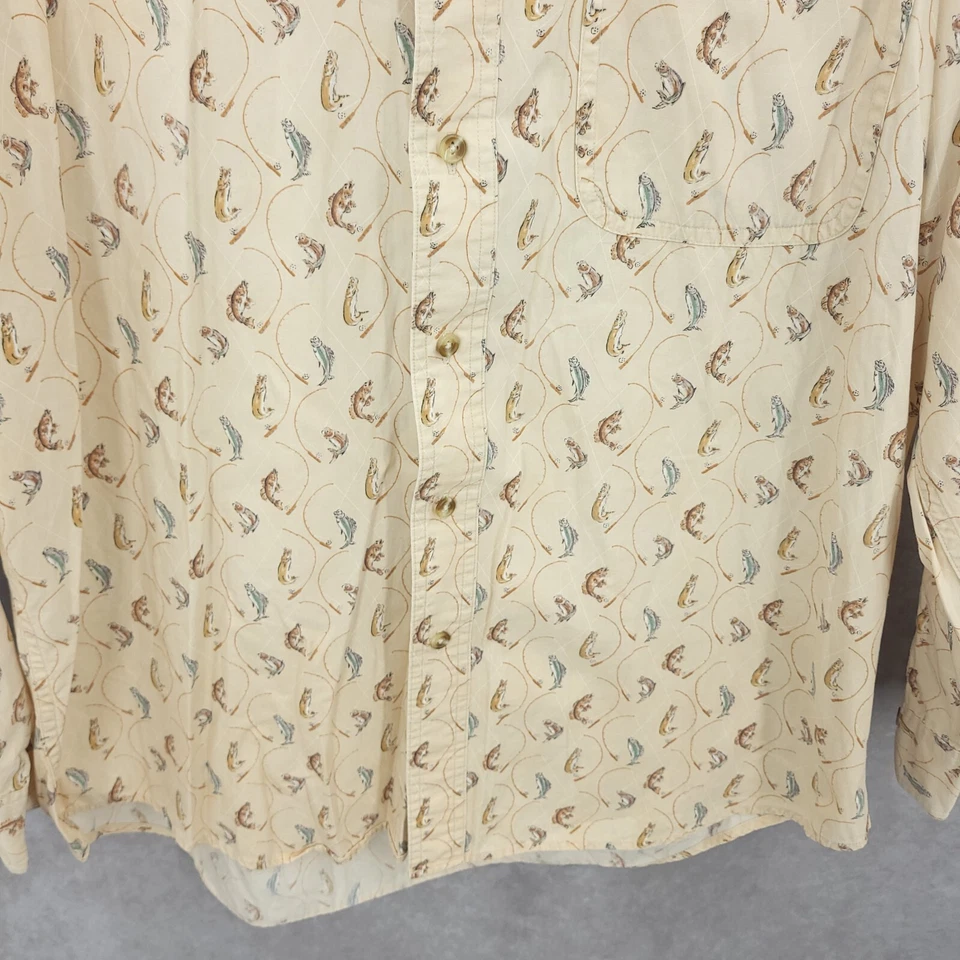 Camisa Chaps Ralph Lauren Para Hombres Grande Beige Lubina de Pesca Estampado Completo De Colección Foto 2 de 4