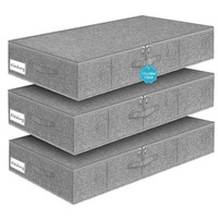 Unterbett Aufbewahrungsbox Stoff Stauraum Organizer Grau Faltbar 50L 3 StüCk