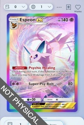 Pokemon TCG POCKET - Espeon Rainbow Rare 2 , Wisdom of Sea and Sky, English