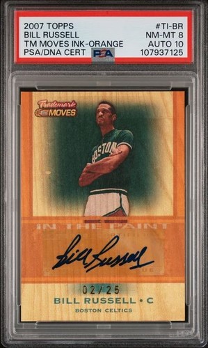 Bill Russell #TI-BR 2007 Topps Trademark Moves Ink card