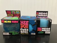 NeeDoh BLUE Bundle Nice Cube Fuzz Ball Flower...