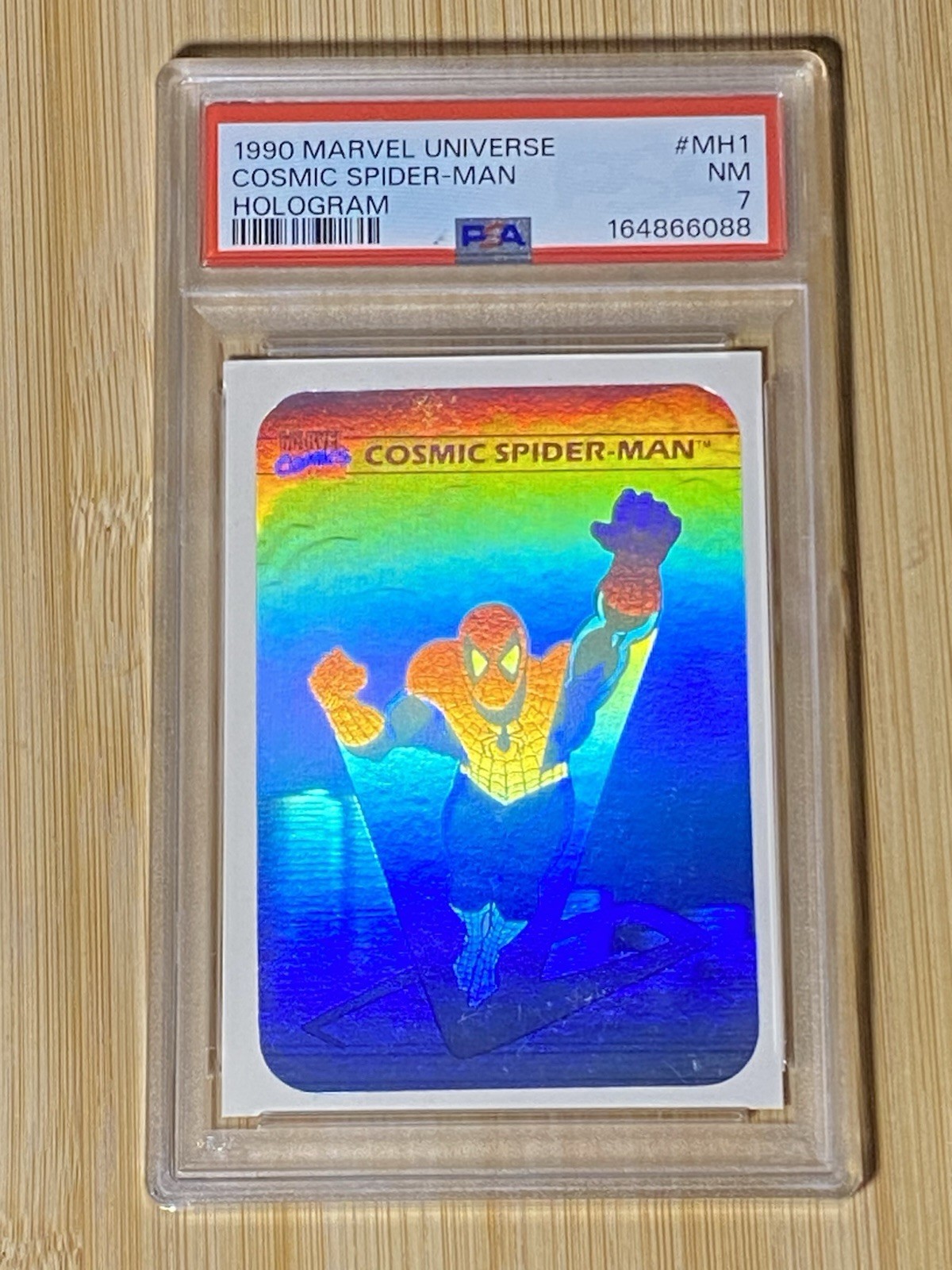 1990 Marvel Universe Cosmic Spider-Man Hologram #MH1 PSA 7🔥 view 1