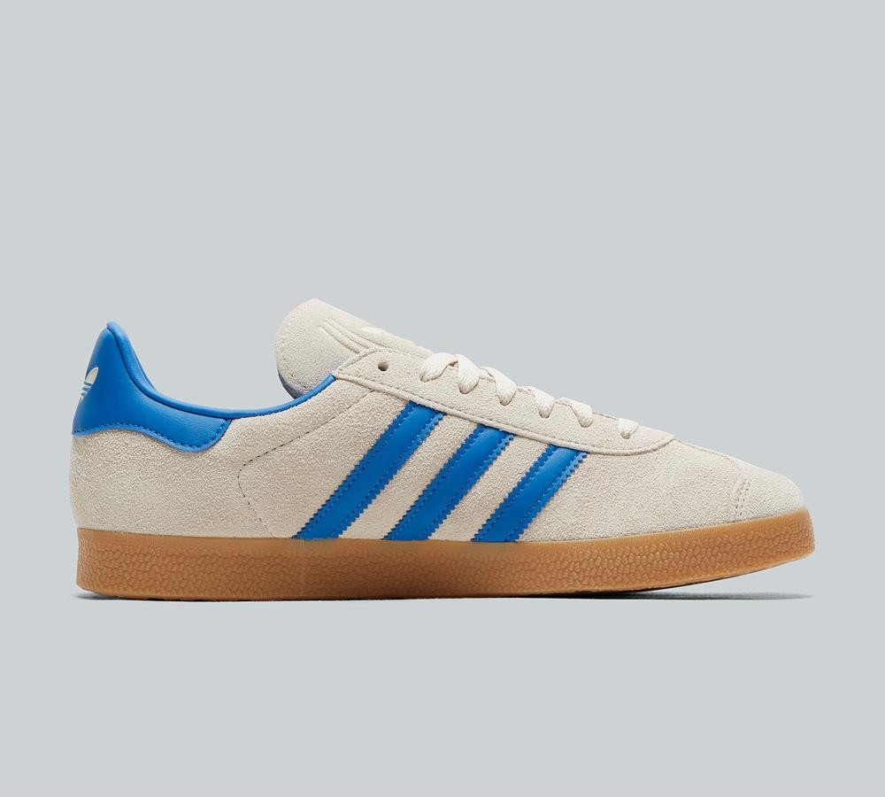 adidas Originals Gazelle OG Trainers in Alumina / Beige and Blue Shoes
