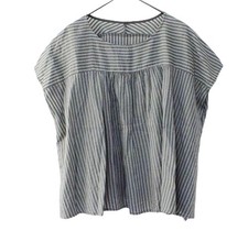 Nest Robe Khadi Stripe Flare Blouse Gray Cotton -Shipping from Japan