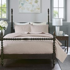 Madison Park Signature Serene Hand Quilted Coverlet Set Blush King Cotton