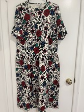 Talbots Floral Midi Dress XL 100% Cotton Short Sleeve Cottagecore Summer NWT