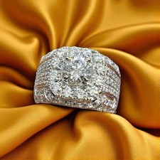 Męska obrączka 4,04 ct IGI Lab Grown okrągły szlif diament solidny 14 K białe złoto