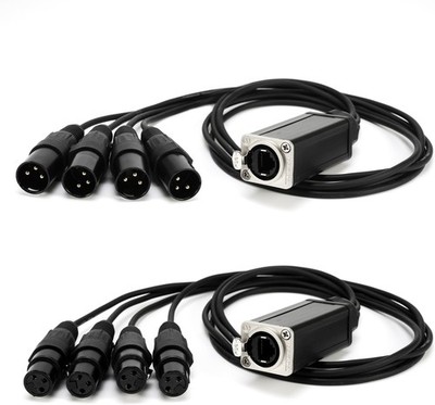 Jamesin XLR Snake Cable to Ethercon Cable, 4 Channel 3-pin Multi Network Snak...